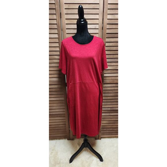 J Jill Women’s Red Casual Cotton Knee Length Dress Plus Size 3X With Pockets - Picture 1 of 7